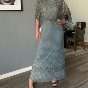 Pisarro Nights Silver Beaded Maxi Dress